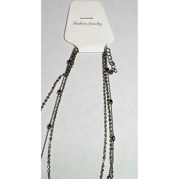 Boho celestial silver Y lariat necklace with layered moon and star charms, 12" - Picture 11 of 11